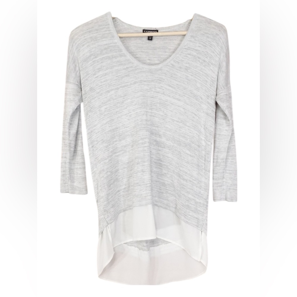 Express Women’s short sleeve gray and white sweater in size XS